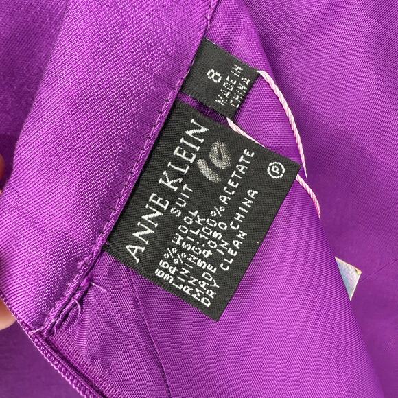 Vintage 1990s Anne Klein Purple Metallic Silk Blend Pencil Skirt, Size 8 - Picture 4 of 5